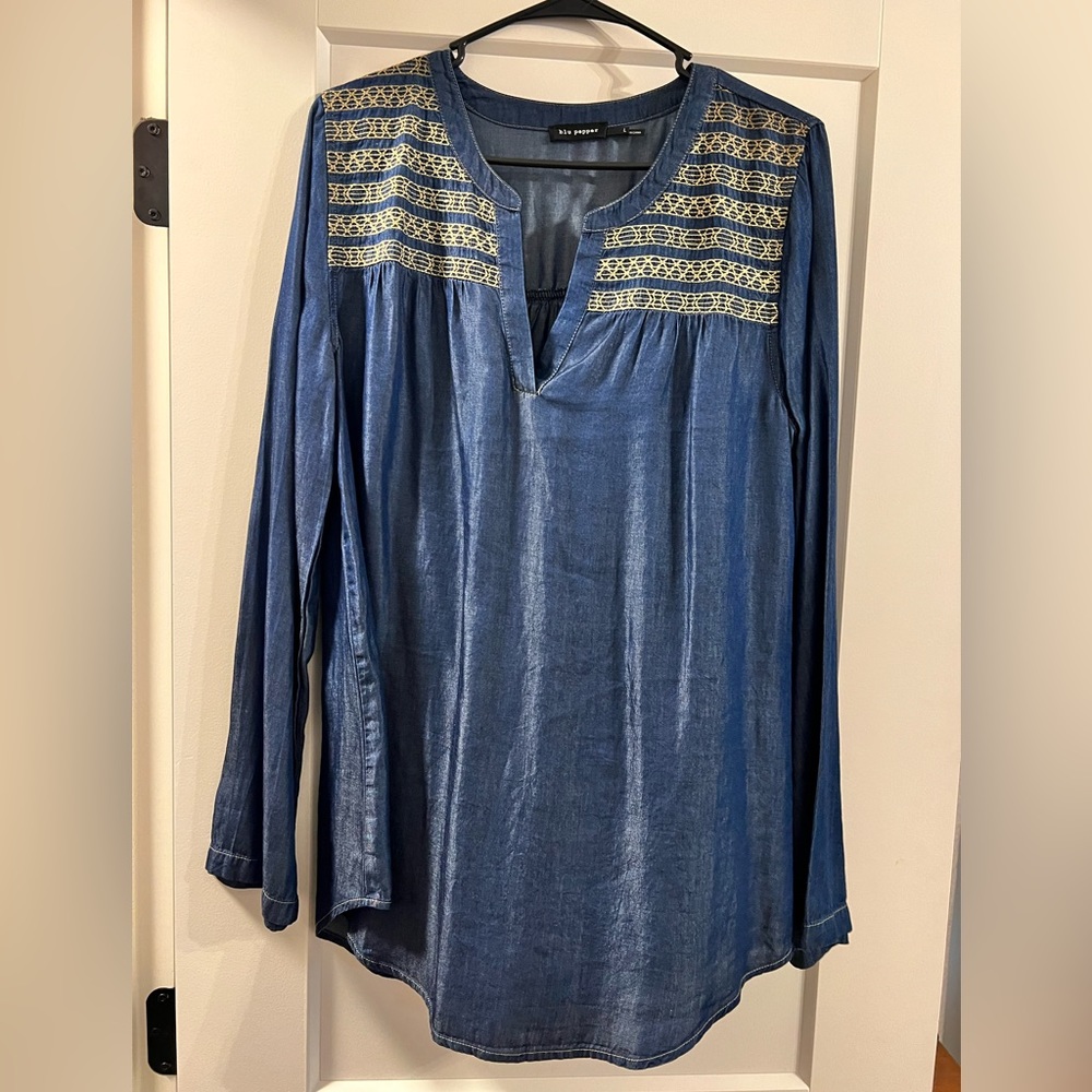 Blu Pepper navy long sleeve blouse